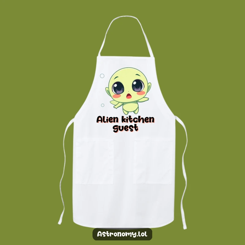 Funny Surprised Alien Floating Apron - Cook with Cosmic Surprise!