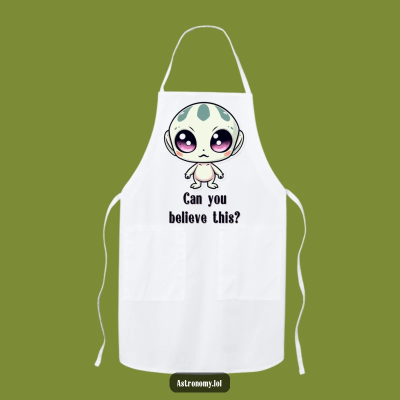 Funny Surprised Alien Apron: Cook with Cosmic Astonishment