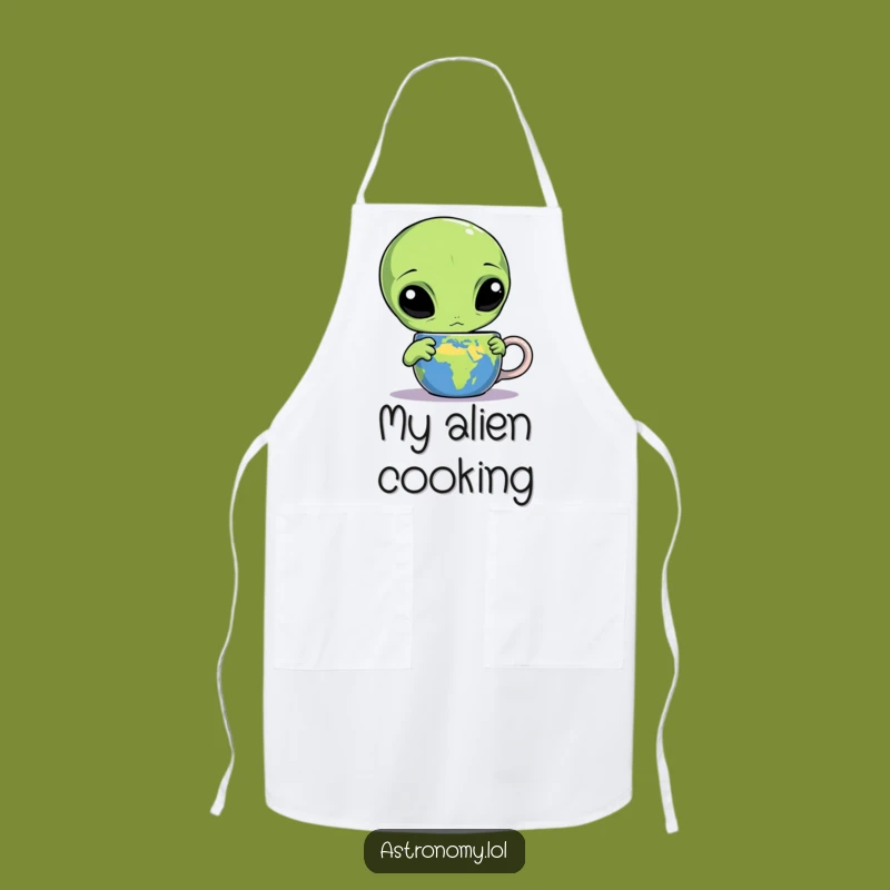Funny Alien Earth Mug Apron - Cosmic Kitchen Gag Gift