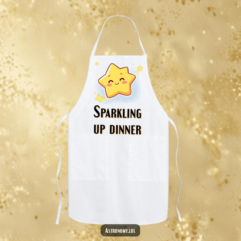 Funny Star Apron featuring a winking galaxy character, perfect for chefs who want to add cosmic fun to their cooking.