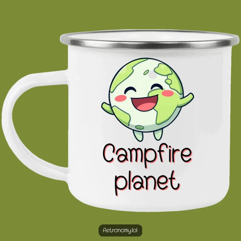 Funny Planet Grin Camping Mug: Your Cheerful Companion for Adventures