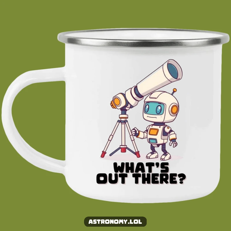 Funny Robot Camping Mug: Bewildered Viewer, Durable Sci-Fi Outdoor Gift