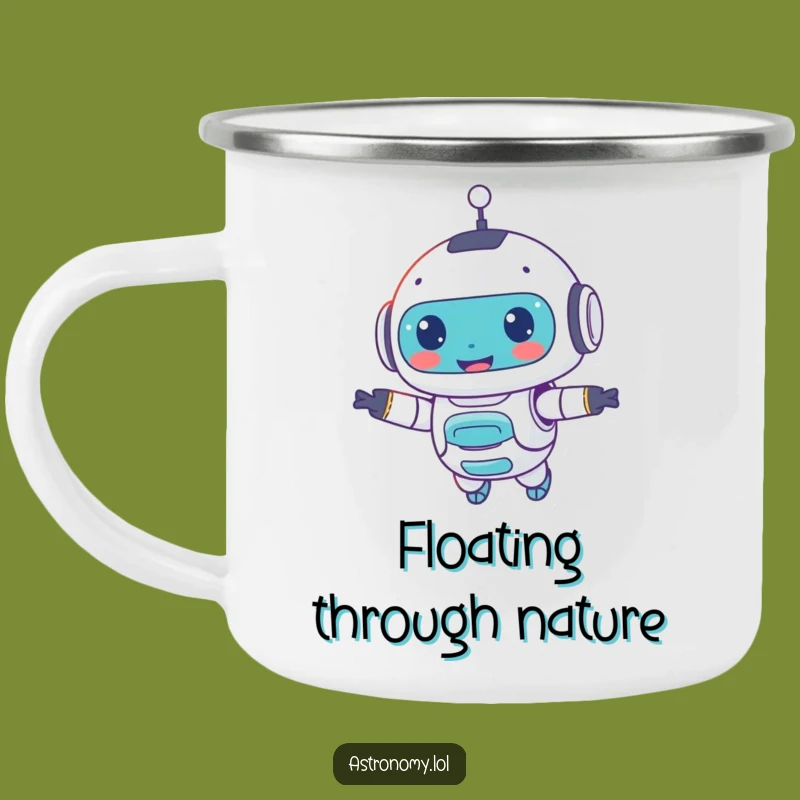 Funny Robot Companion Camping Mug: Enjoy Adventures with Your Smiling AI Friend, Great Gift