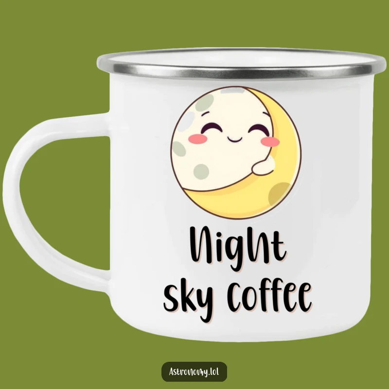 Funny Grinning Moon Winking Planet Camping Mug - Adventure Ready!