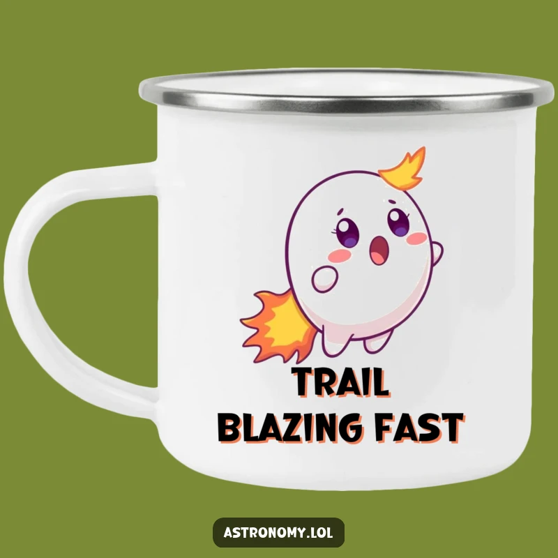 Funny Surprised Comet Camping Mug - Adventure Fuel with Cosmic Laughs