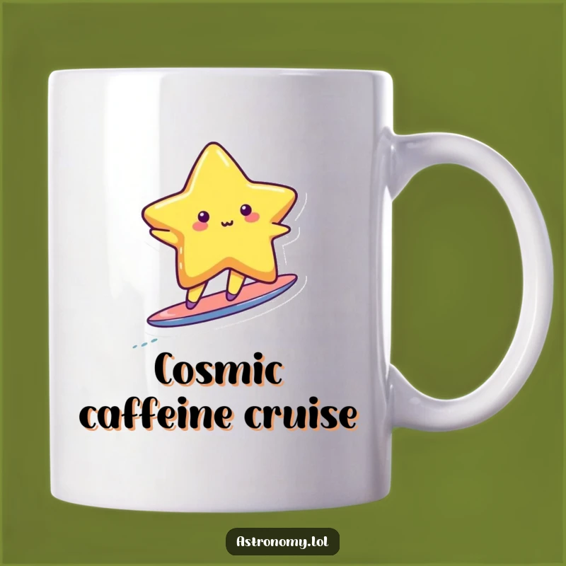 Funny Cute Star Surfing Comet Tail Mug - Perfect Cosmic Gift!