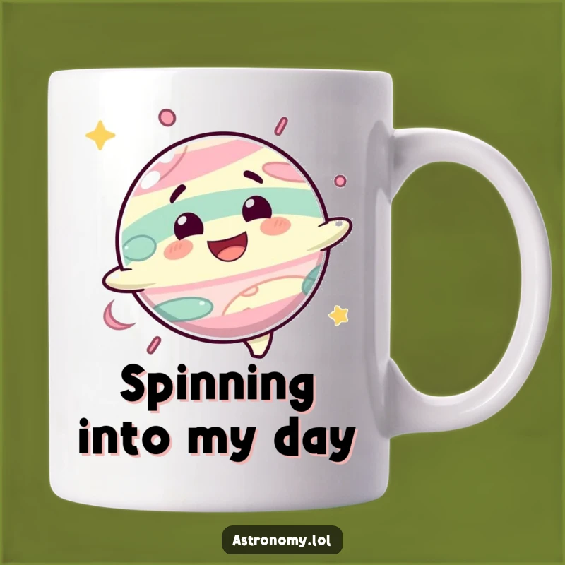 Funny Delighted Planet Spinning Mug Happy Cosmic Gift