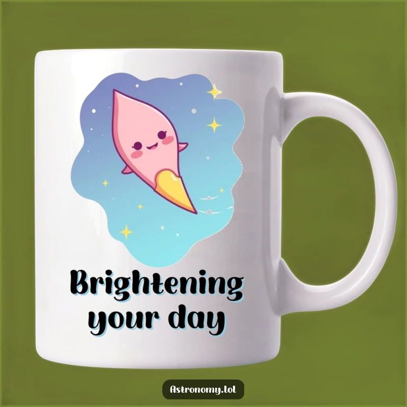 Funny Giggling Comet Mug: Humorous Celestial Journey Gift for Happy People