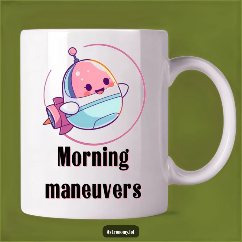 Funny Spaceship Loop Mug: Cheerful Character's Joyride - Perfect Funny Gift!