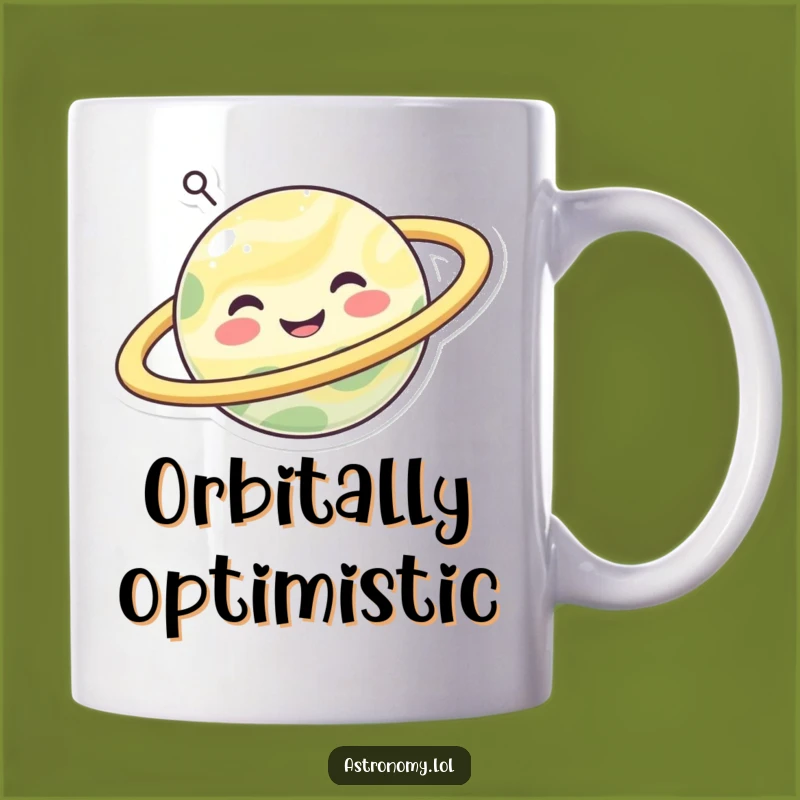 Funny Happy Planet Mug: Joyful Rings Solar System Gift