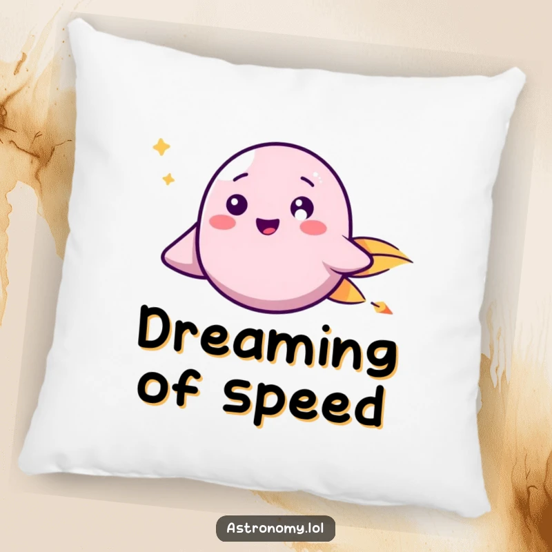 Funny Pillow: A happy comet with a friendly face rests after a speedy journey through space.