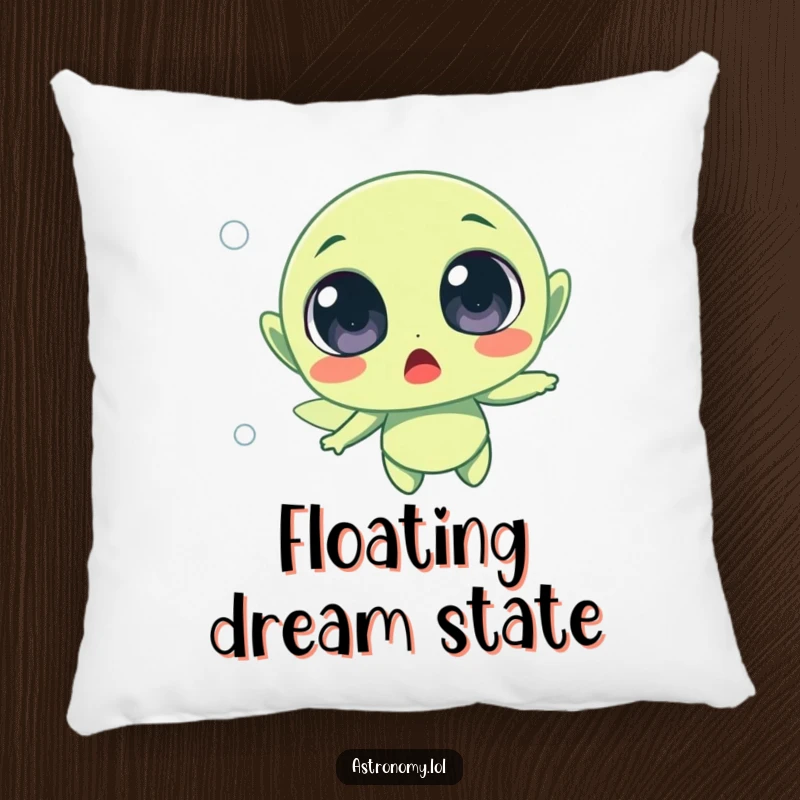 Funny surprised alien character with wide eyes, floating peacefully in space, perfect for a cozy, humorous space.