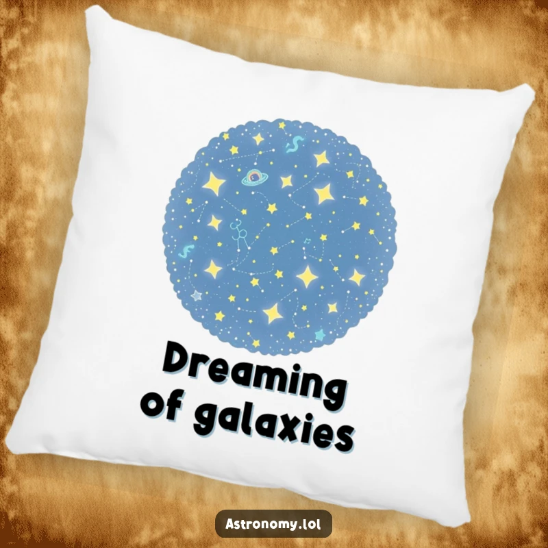 Funny pillow featuring a curious constellation cluster playfully twinkling, perfect for adding cosmic comfort and whimsical charm to any seating area.