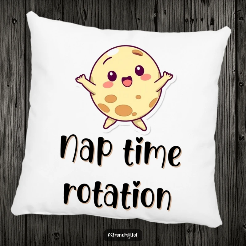 Funny pillow featuring a planet character in a graceful dance spin, soft and cuddly for ultimate relaxation and amusement.