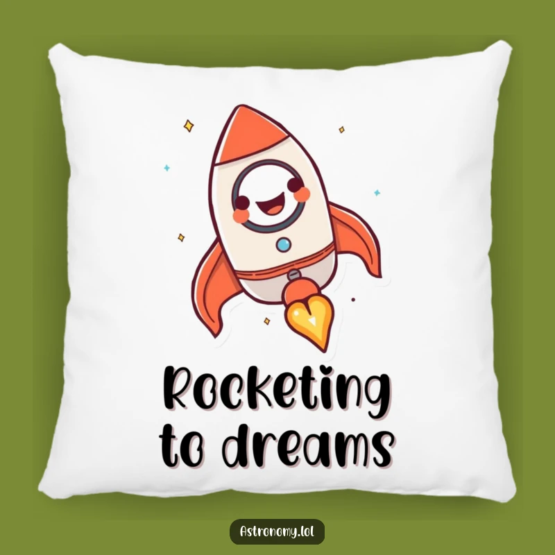 Funny Rocket Ship Pillow: Happy Blasting Off Cozy Decor Gift