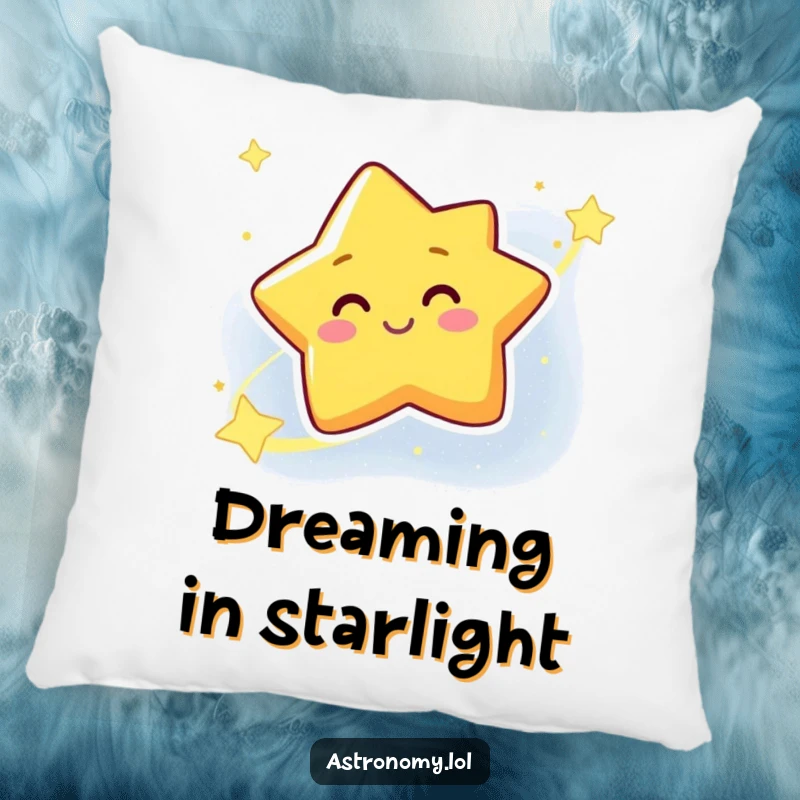 Funny Star Pillow with a soft, smiling, winking galaxy character, offering plush comfort and a touch of cosmic humor.