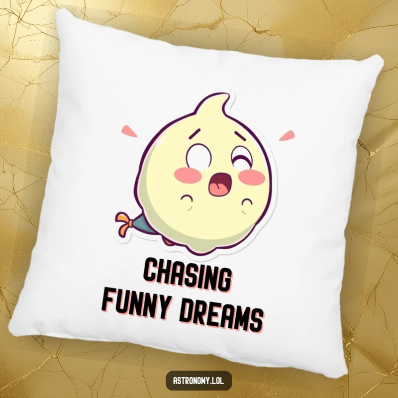 Funny surprised comet character with a laughter tail, a soft and humorous pillow for lounging.