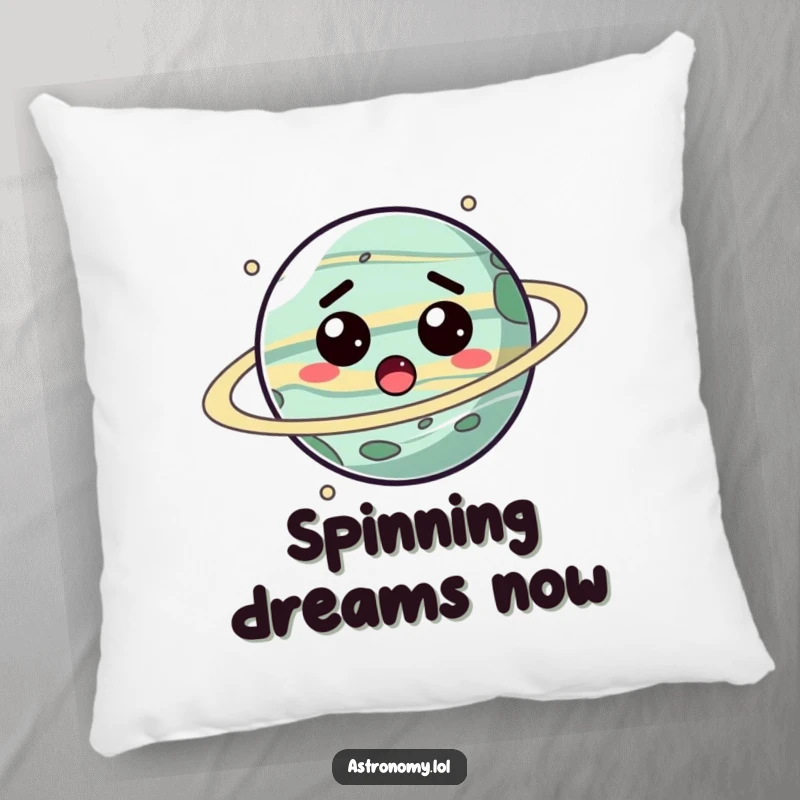 Funny planet pillow featuring a surprised, spinning character, adding comfort and humor to any living space.