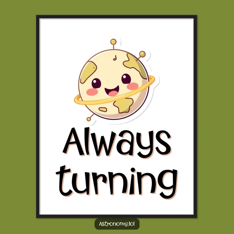 Funny Happy Planet Digital Print - Cheerful Spinning Earth Art