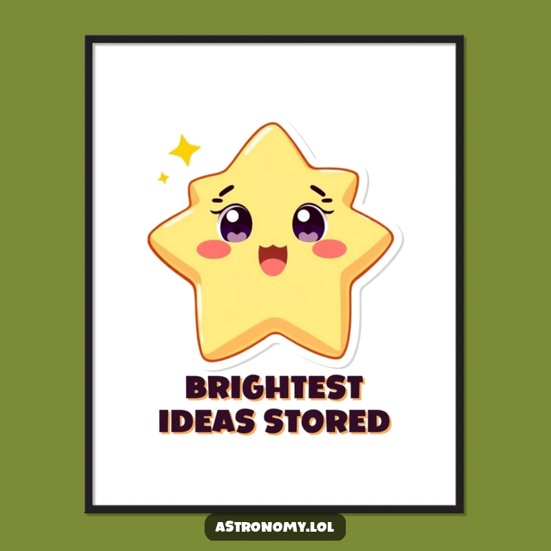 Funny Star Digital Art: Delighted Twinkling Character Print, Instant Download Gift