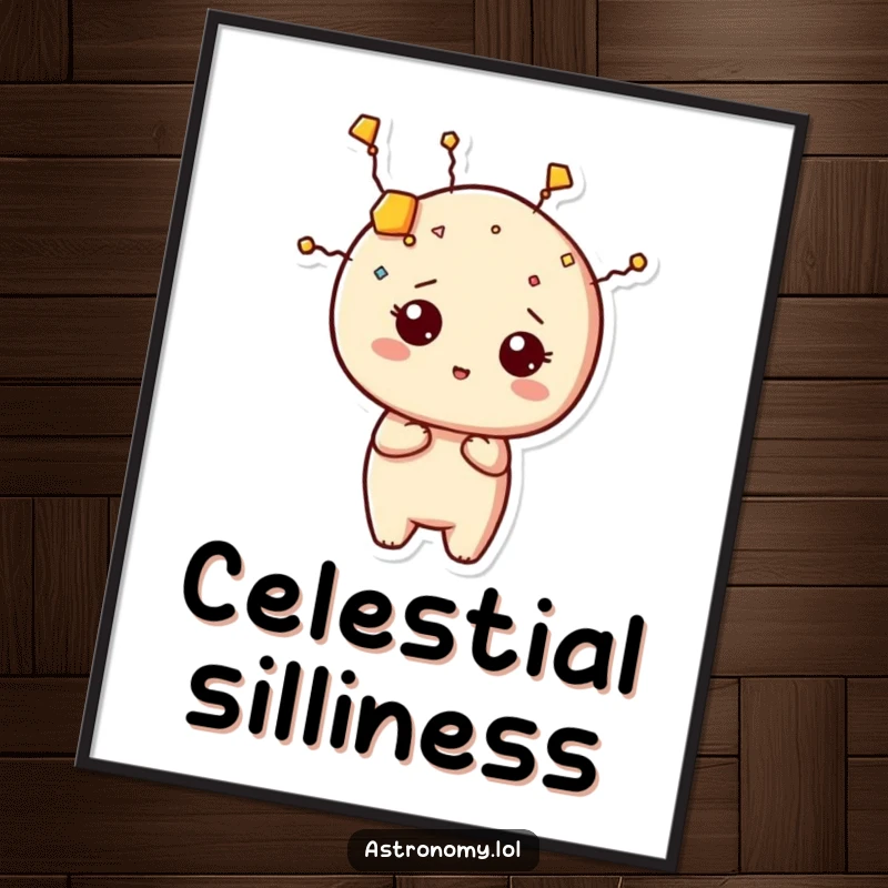 Funny constellation digital art print of a curious character humorously shaping itself, for instant wall decoration.