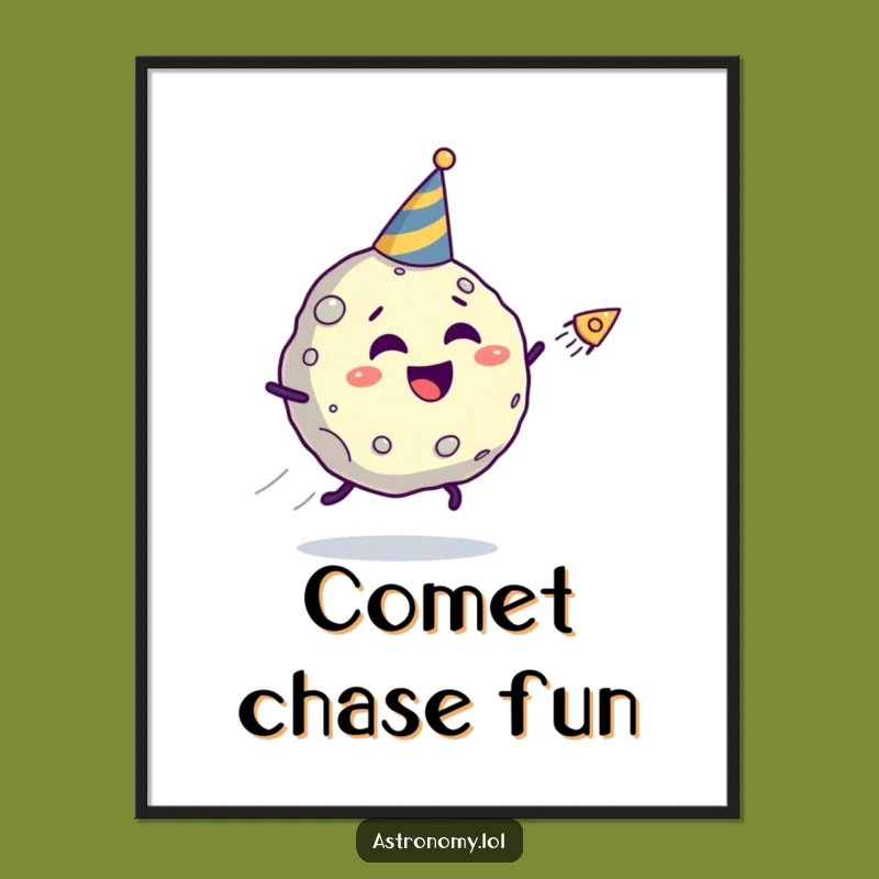 Funny Asteroid Party Digital Art - Giggling Comet Chase Print Gift