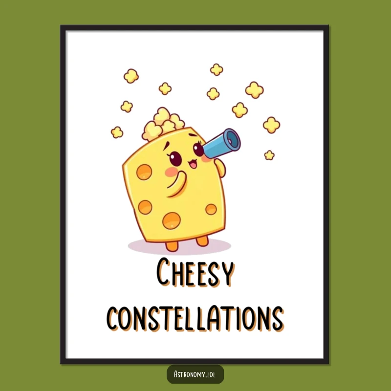 Funny Cheese Popcorn Digital Art: Hilarious Cosmic Snack Decor, Instant Gift