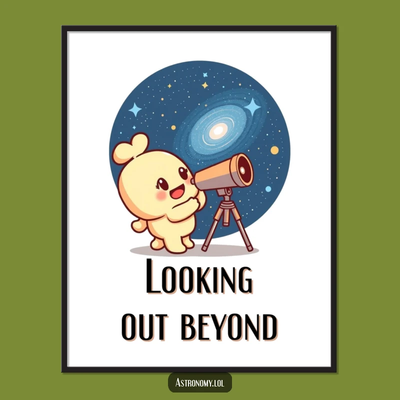 Funny Curious Telescope Digital Print - Winking Galaxy Art