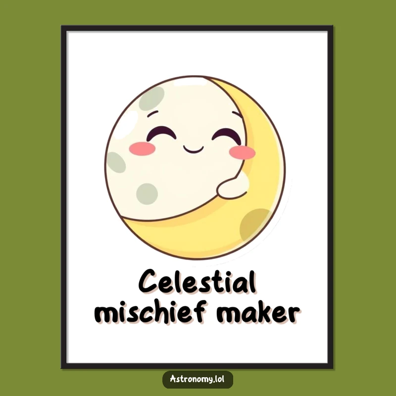 Funny Grinning Moon Winking Planet Digital Art - Instant Cosmic Smiles!