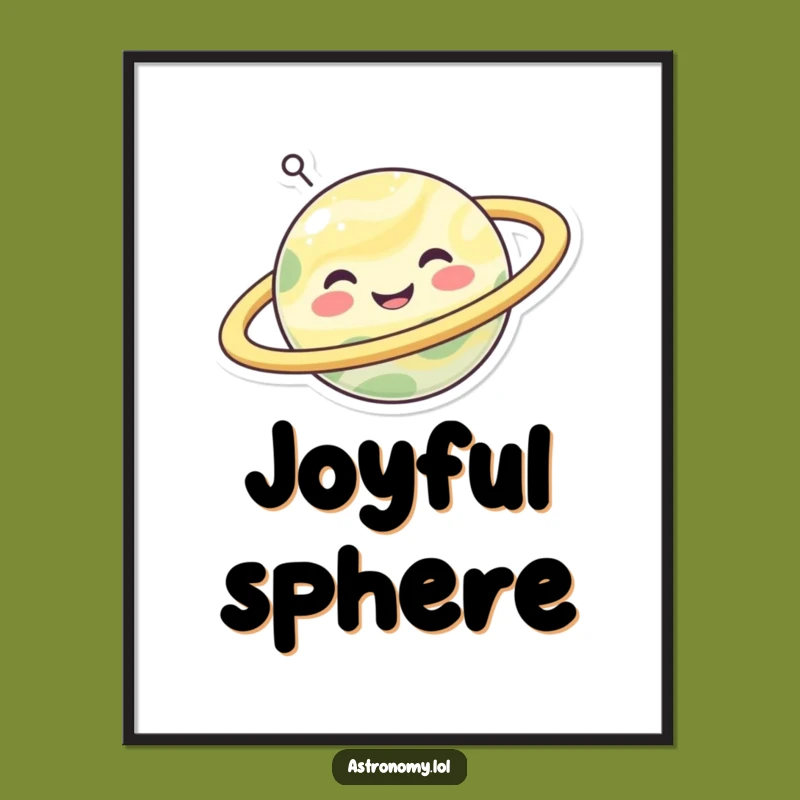 Funny Happy Planet Digital Print: Joyful Rings Celestial Art Gift