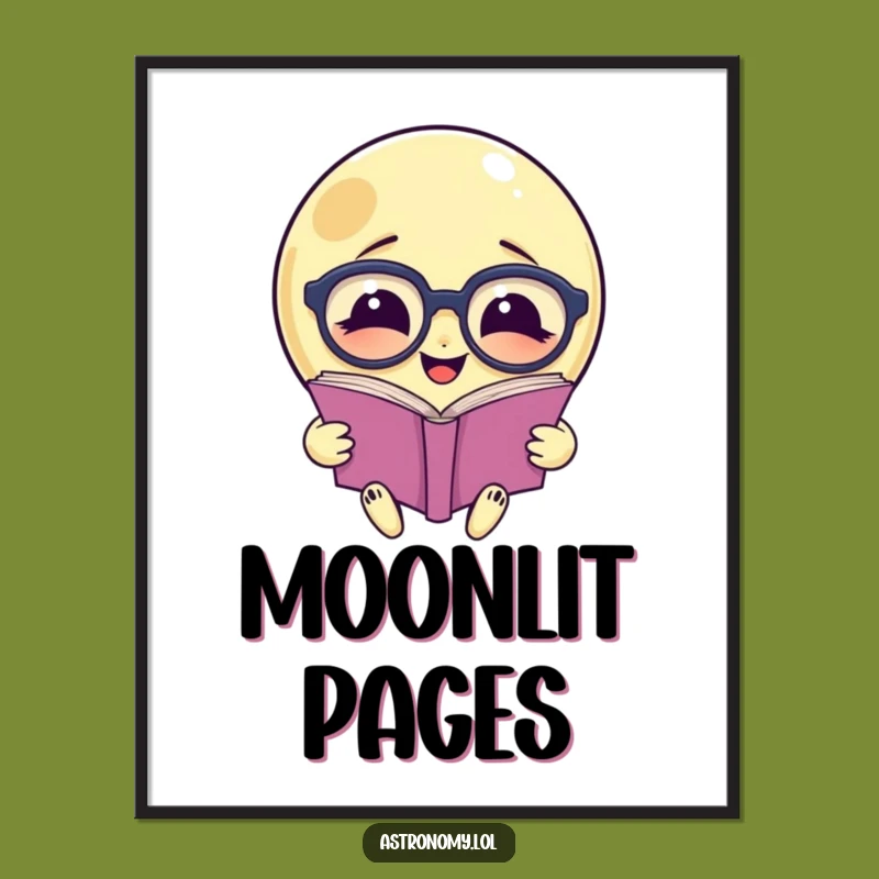 Funny Moon Reading Digital Art: Hilarious Celestial Decor, Instant Download Gift