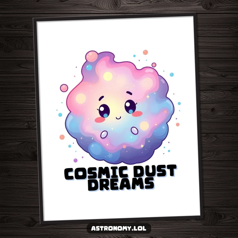 Funny digital art print of a curious nebula character with swirling cosmic dust, ready to brighten any digital or printed space. Instant gift.