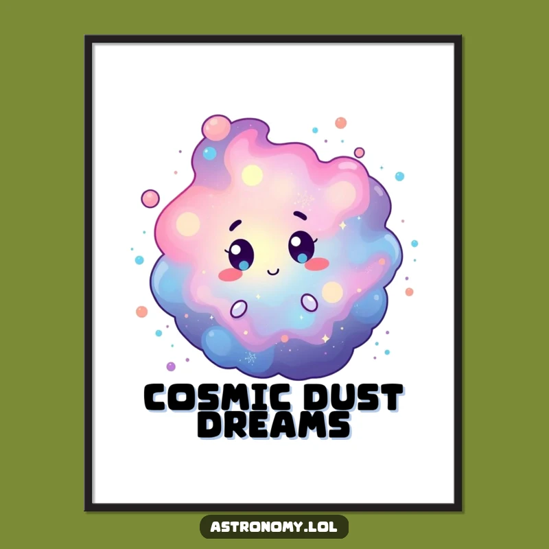 Funny Nebula Digital Art: Curious Cosmic Dust Character Print, Instant Download Gift