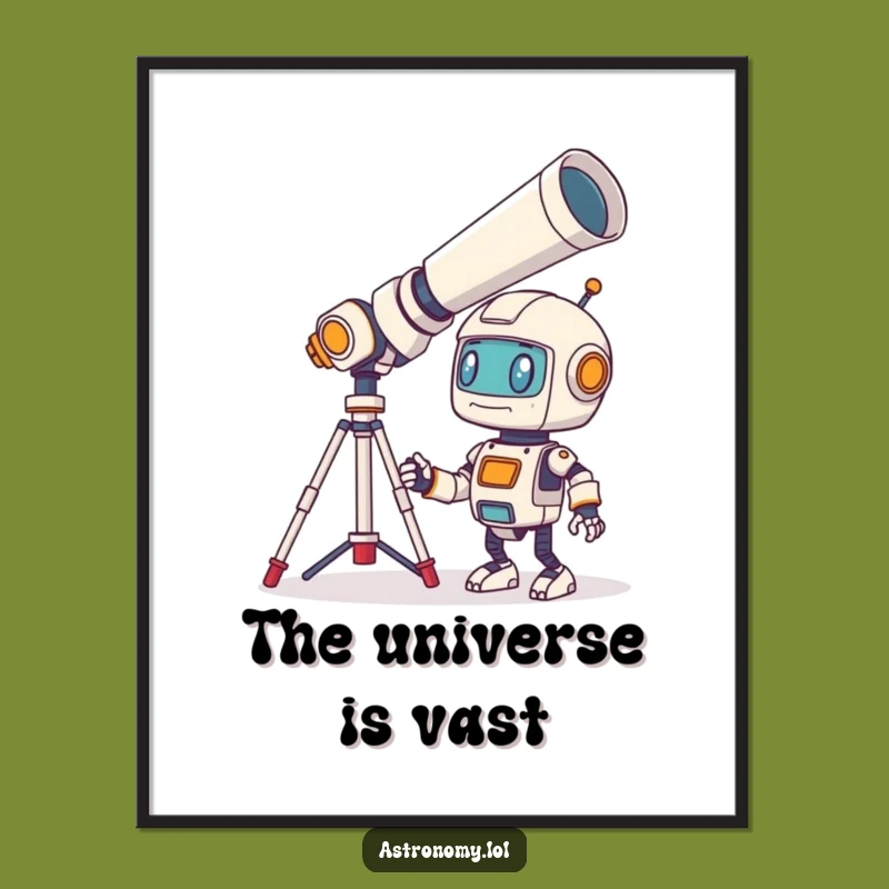 Funny Robot Digital Art: Bewildered Gazer Character, Instant Sci-Fi Decor