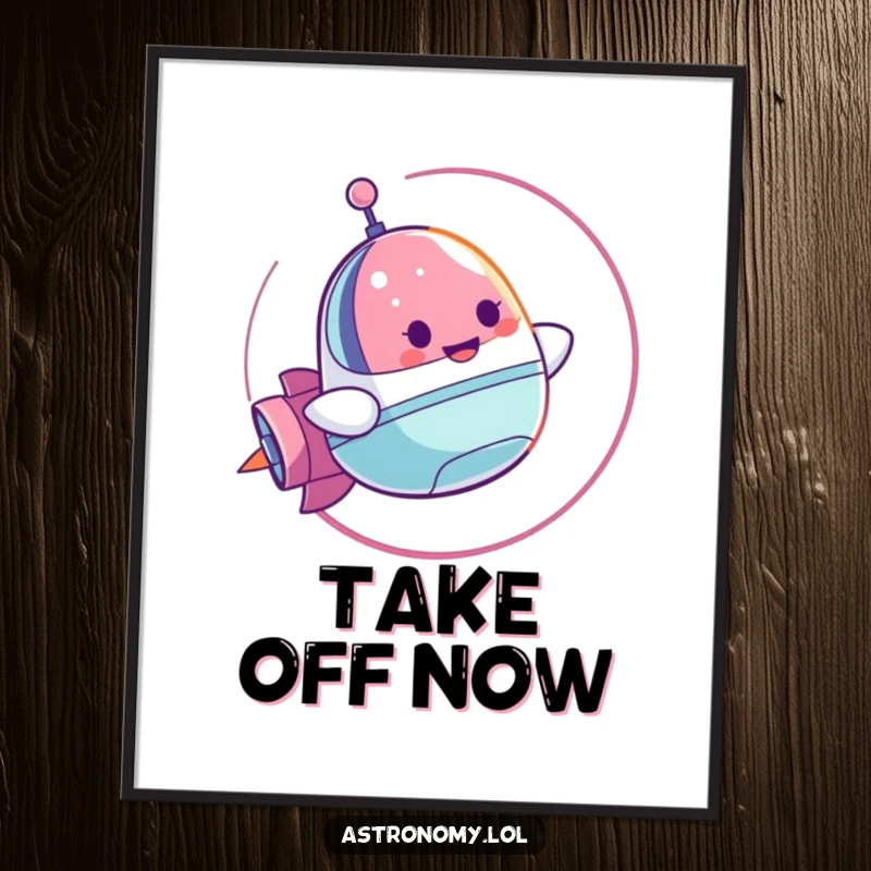 Funny Digital Art Print: A Cheerful Spaceship Character Mid-Loop-de-Loop, creating dynamic and humorous art. A great gift.