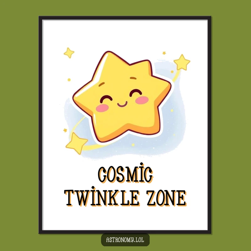 Funny Star Digital Art: Winking Galaxy Character, Instant Cheerful Decor