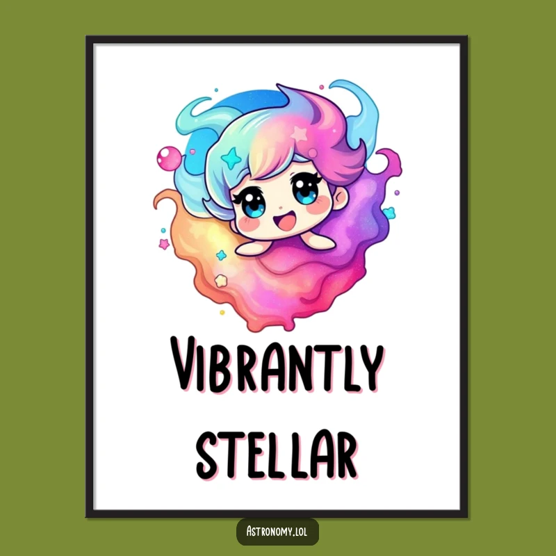 Instant Download Funny Nebula Art, Vibrant Swirling Colors, High-Res Galaxy Character