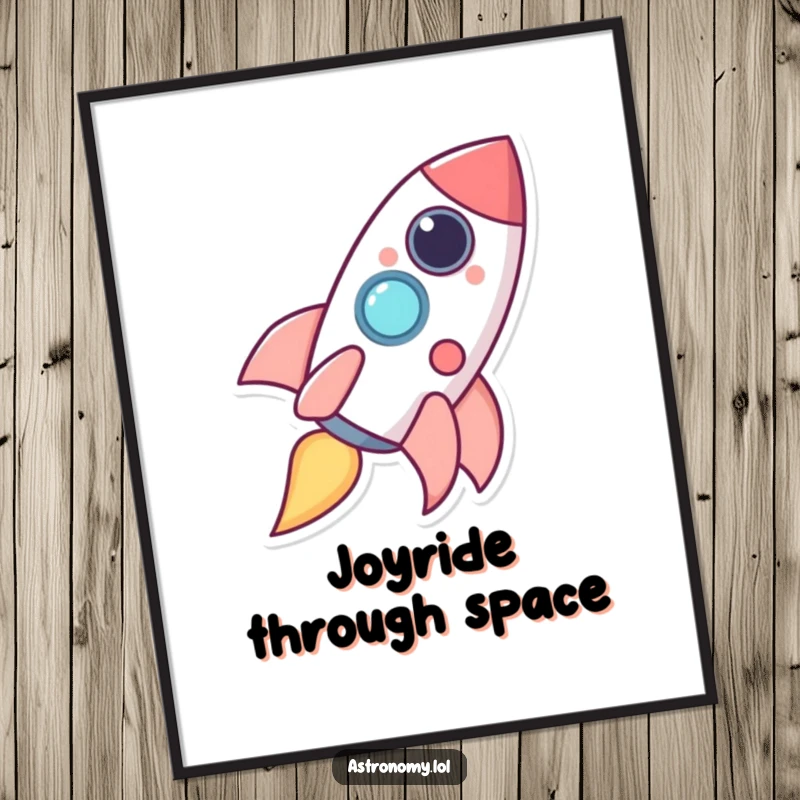 Funny happy rocket ship character leaving a trail of giggles, creating humorous and joyful digital art.