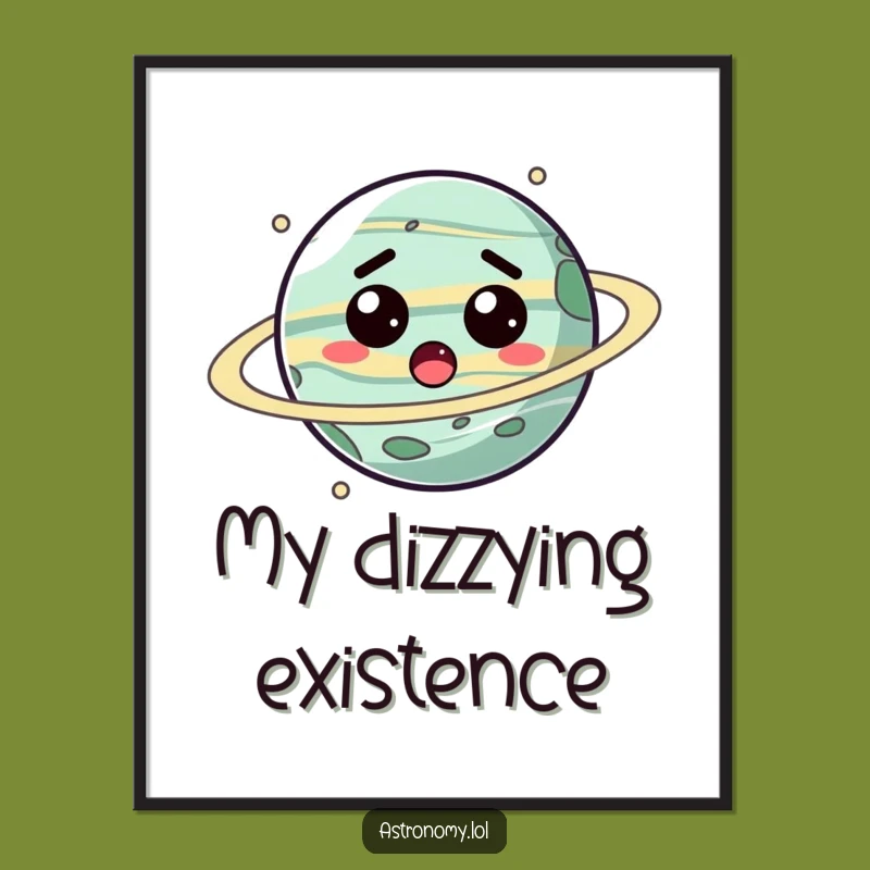 Funny Planet Digital Art: Dizzy Surprised Character Print Gift