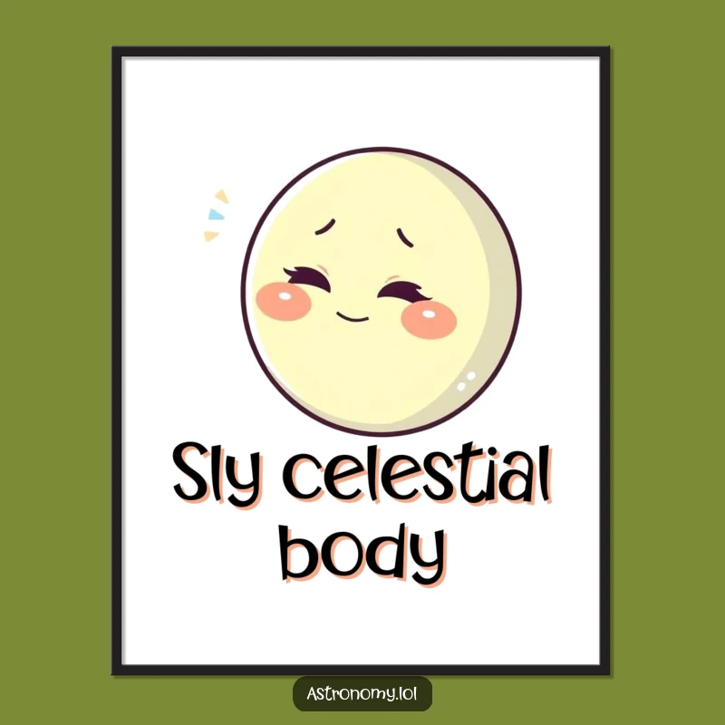 Funny Winking Moon Digital Print: Playful Celestial Art Gift