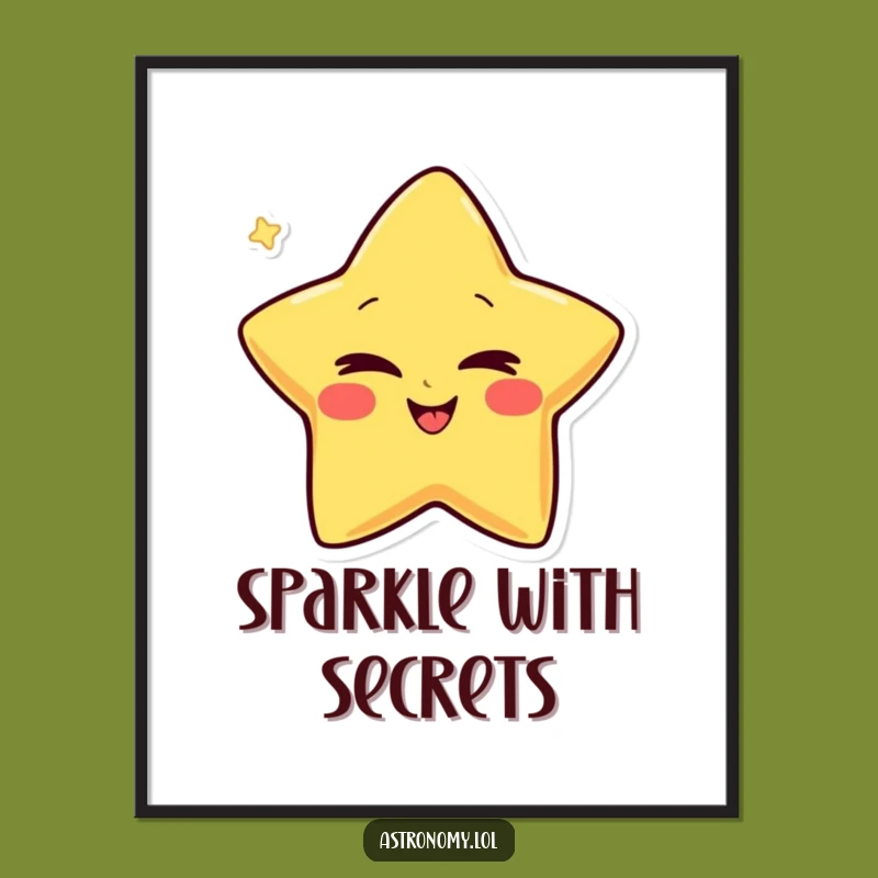 Funny Giggling Star Digital Art: Winking Star Print, Downloadable Funny Gift
