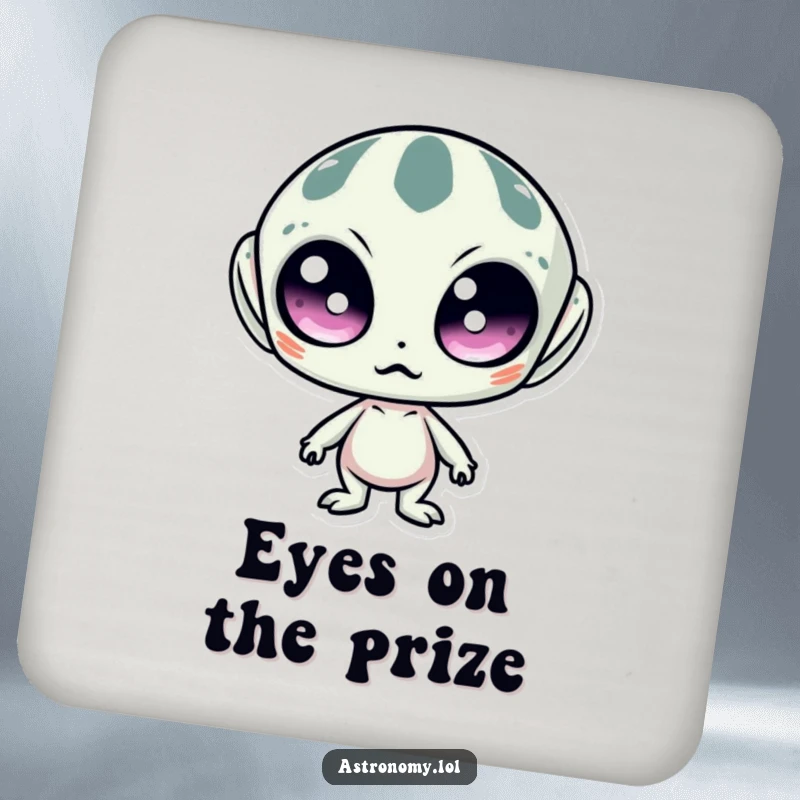 Funny drink coasters featuring a surprised alien with large, wide eyes, protecting surfaces with a splash of extraterrestrial humor and style.