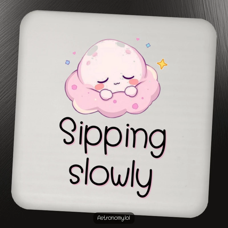 Funny Coaster: A Sleepy Nebula Character Drifting Peacefully, protecting surfaces with serene humor. A delightful gift.
