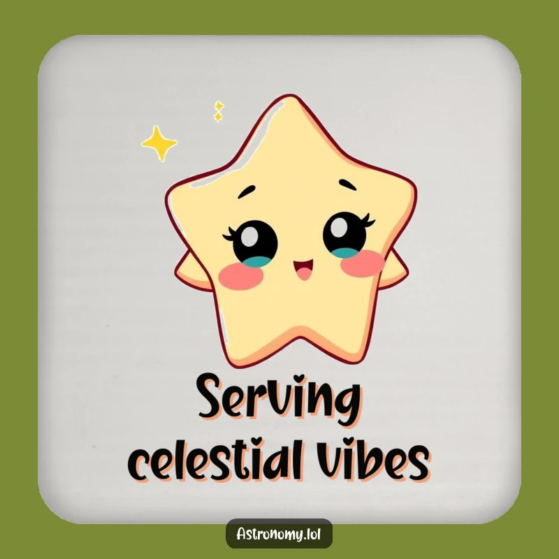 Funny Star Coaster: Curious Twinkling Character - Protect Surfaces Funny Gift!