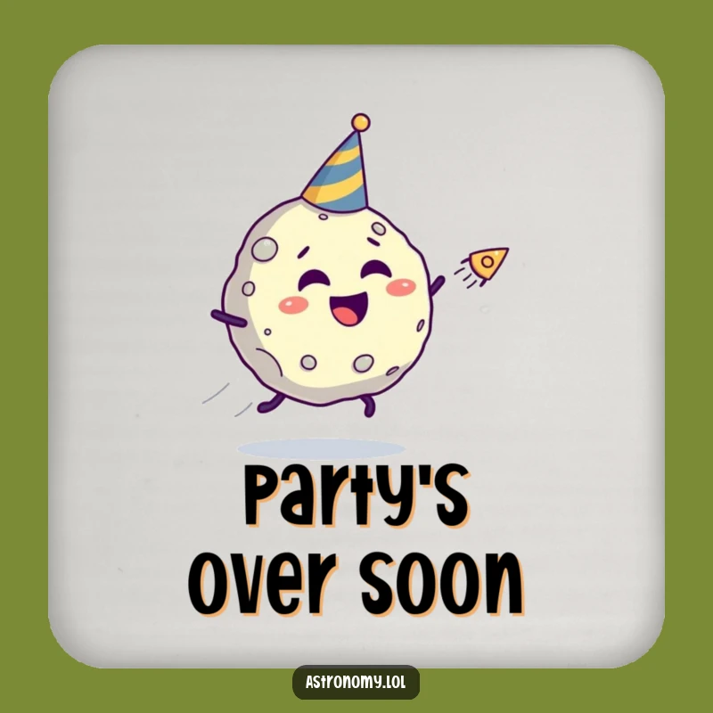 Funny Asteroid Party Coaster - Giggling Comet Chase Bar Gag Gift