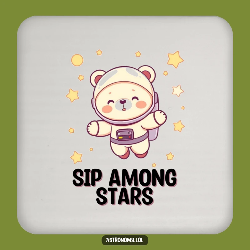Funny Astronaut Bear Cub Coaster: Giggling Space Explorer Drink Protector Gift
