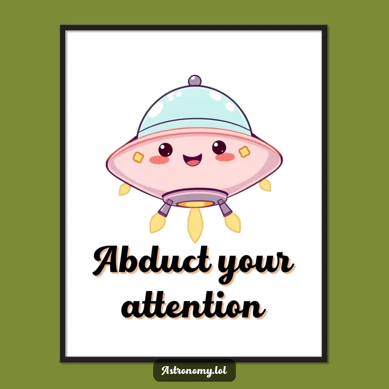 Funny UFO Poster: Jolly Blinking Lights Character Art, Unique Wall Decor Gift
