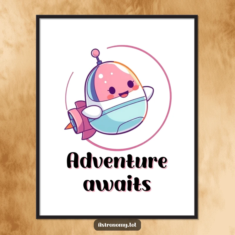 Funny Poster: A Cheerful Spaceship Character Mid-Loop-de-Loop, creating dynamic and humorous wall art. A fantastic gift idea.