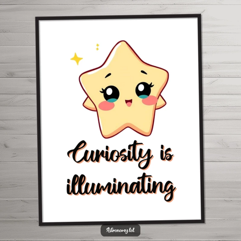 Funny Poster: A Curious Star Character Twinkling with Playful Wonder, creating vibrant, humorous wall art. A stellar gift idea.