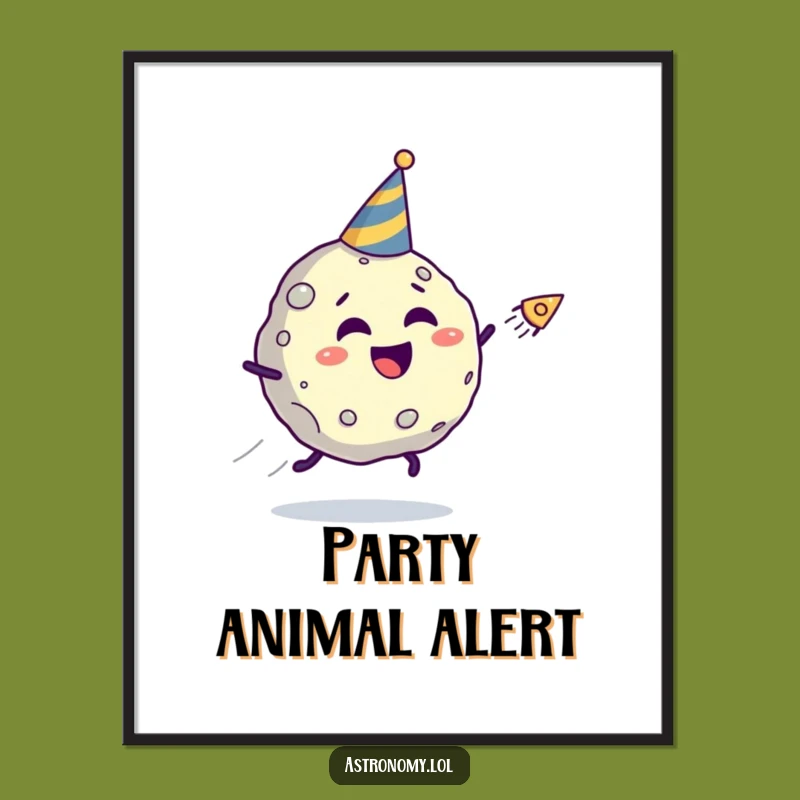 Funny Asteroid Party Poster - Giggling Comet Chase Wall Art Gift